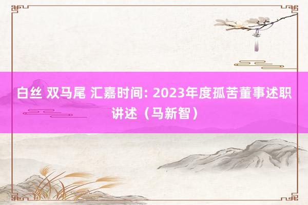 白丝 双马尾 汇嘉时间: 2023年度孤苦董事述职讲述(马新智)