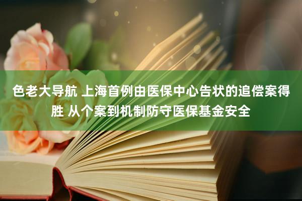 色老大导航 上海首例由医保中心告状的追偿案得胜 从个案到机制防守医保基金安全