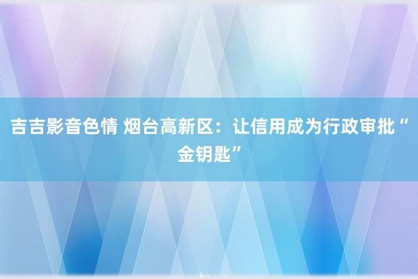 吉吉影音色情 烟台高新区：让信用成为行政审批“金钥匙”