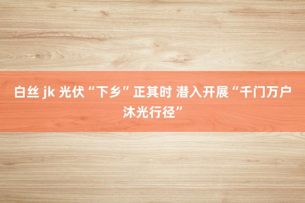 白丝 jk 光伏“下乡”正其时 潜入开展“千门万户沐光行径”