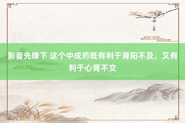 影音先锋下 这个中成药既有利于肾阳不及，又有利于心肾不交