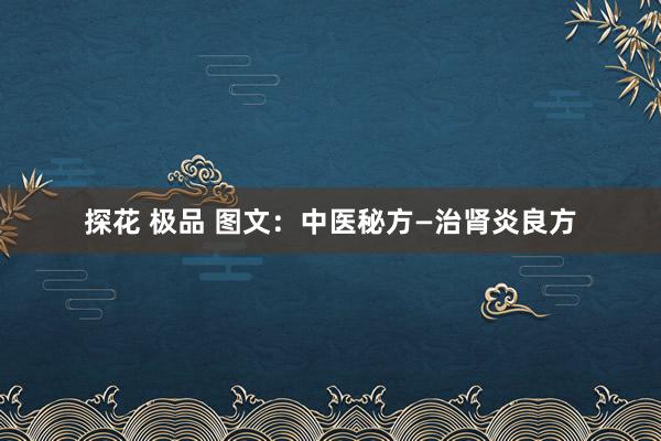 探花 极品 图文：中医秘方—治肾炎良方